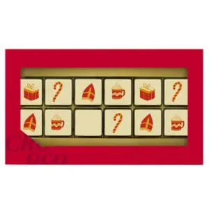 ChocoGiftbox mit 12 Schokoblöckchen 'Sinterklaas' + logo