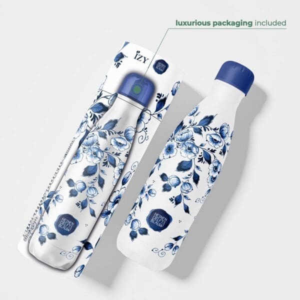 Trinkflasche / Thermoskanne 500ml x Delfter Blau - Inklusive Luxusverpackung