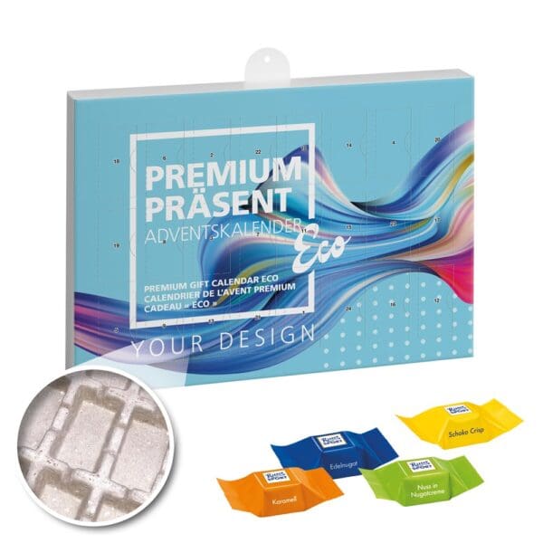 Premium Präsent Adventskalender ECO mit Ritter Sport Schoko Würfeln