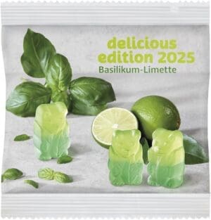 Vegane Basilikum-Limetten Bärchen im kompostierbaren Tütchen