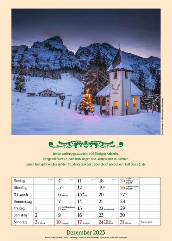 Kalender Landleben mit hundertjährigem