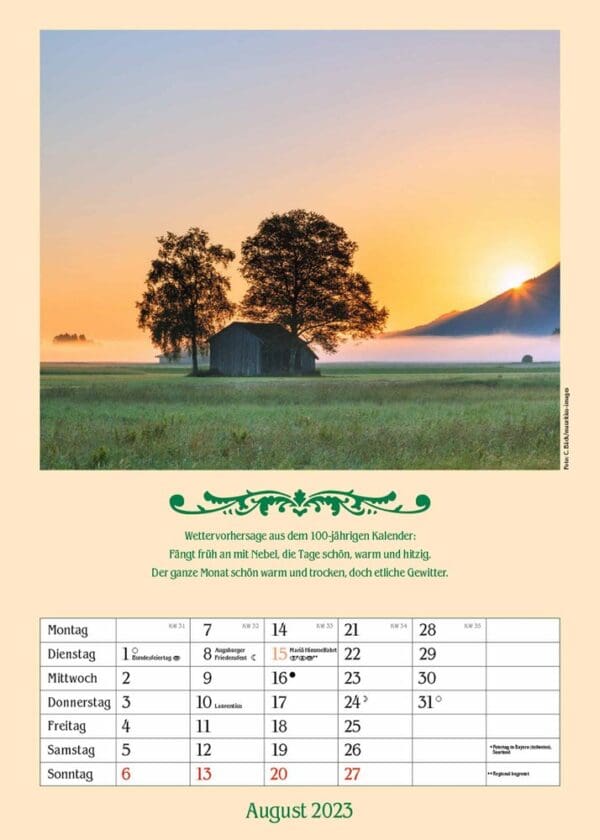 Kalender Landleben mit hundertjährigem