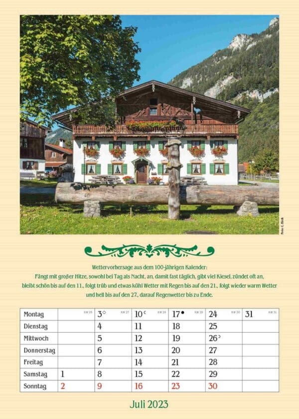 Kalender Landleben mit hundertjährigem