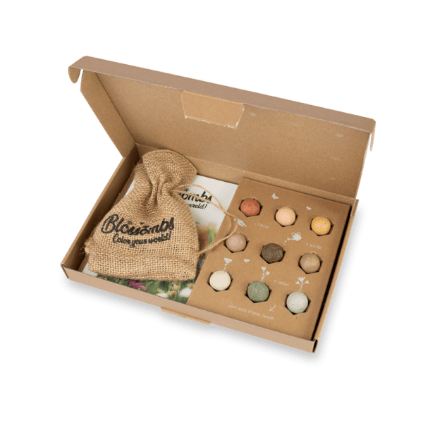 Blossombs Blumenbombe -  Geschenkkarton 9-teilig mit Tasche