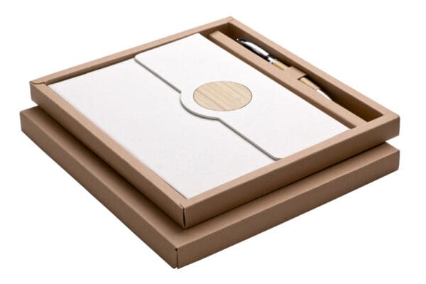 Kugelschreiber Notizbuch mit in Box LATTE