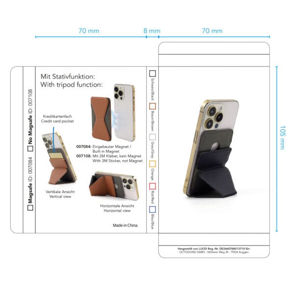 Handyständer PU Holder Pocket Kartenhalter