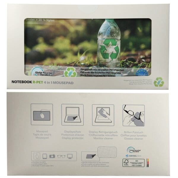 Notebook RPET 4 in 1  Mikrofaser Mousepad,  290 x 150 x 1 mm