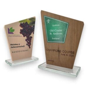 Trophäe Holz Glas Natur