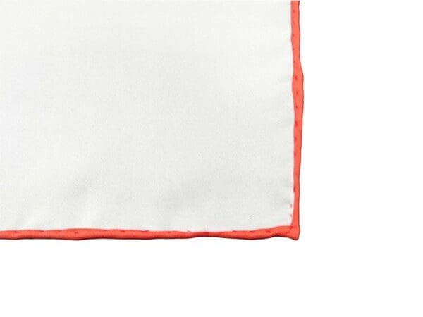 Einstecktuch Wollweiss handgerollt mit farblicher Absetzung - 100% Seide - Elegantes Tuch für Anzug oder Sakko - Made in Italy - 30 x 30 cm - Wollweiss Orange