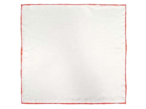 Einstecktuch Wollweiss handgerollt mit farblicher Absetzung - 100% Seide - Elegantes Tuch für Anzug oder Sakko - Made in Italy - 30 x 30 cm - Wollweiss Orange