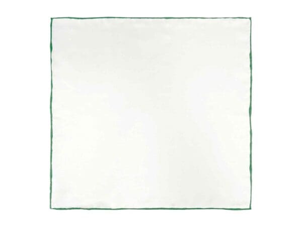 Einstecktuch aus Seide reinweiß handrolliert 30 x 30 cm - Weiß Grün