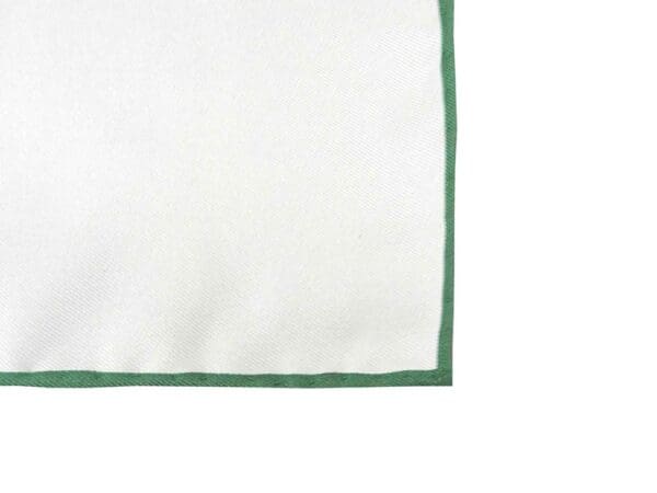 Einstecktuch aus Seide reinweiß handrolliert 30 x 30 cm - Weiß Grün