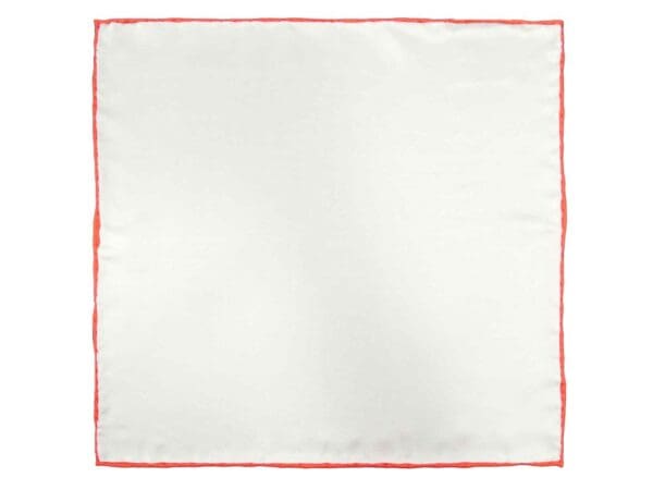 Einstecktuch aus Seide reinweiß handrolliert 30 x 30 cm - Weiß Orange