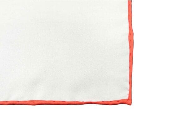 Einstecktuch aus Seide reinweiß handrolliert 30 x 30 cm - Weiß Orange