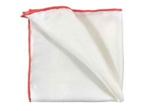 Einstecktuch aus Seide reinweiß handrolliert 30 x 30 cm - Weiß Orange