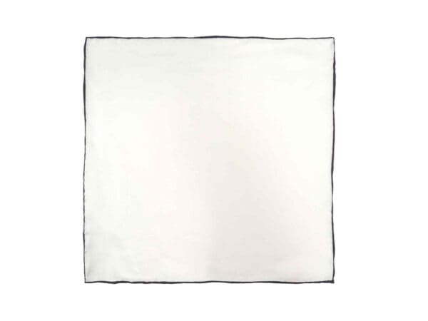 Einstecktuch aus Seide reinweiß handrolliert 30 x 30 cm - Weiß Schwarz