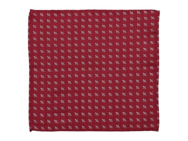 Einstecktuch für Herren aus 100% Seide - Elegantes Tuch für Anzug oder Sakko - Einstecktücher - 25 x 25 cm - bordeaux silber