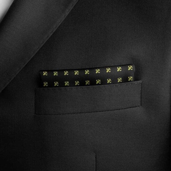 Einstecktuch für Herren aus 100% Seide - Elegantes Tuch für Anzug oder Sakko - Einstecktücher - 25 x 25 cm - schwarz gold