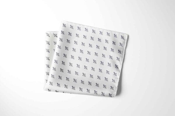 Einstecktuch für Herren aus 100% Seide - Elegantes Tuch für Anzug oder Sakko - Einstecktücher - 25 x 25 cm - weiß grau
