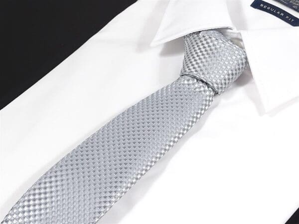 Krawatte schmal mit Diamanten Struktur - Elegante handgefertigte Krawatte für Herren aus Mikrofaser - 150 x 7 cm -Grau