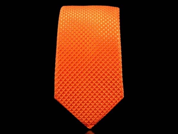 Krawatte schmal mit Diamanten Struktur - Elegante handgefertigte Krawatte für Herren aus Mikrofaser - 150 x 7 cm -Orange