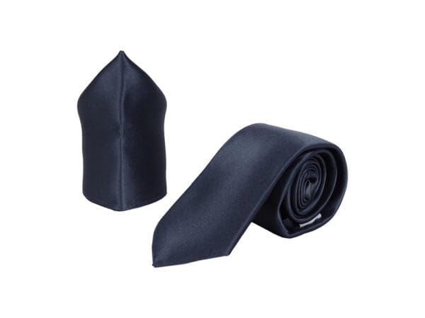Krawattenset für Herren - Krawatte und Einstecktuch aus Satin Mikrofaser - Hangefertigt in Italien - 150 x 7 cm - anthrazit