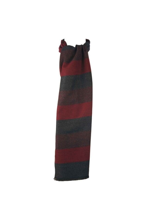 Winterschal für Damen und Herren - Flauschiger Winterschal für Herbst und Winter - Kaschmir feeling - 30 x 180 cm - Grau Rot