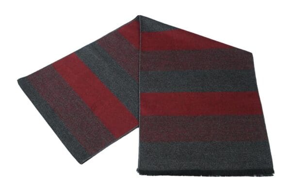 Winterschal für Damen und Herren - Flauschiger Winterschal für Herbst und Winter - Kaschmir feeling - 30 x 180 cm - Grau Rot