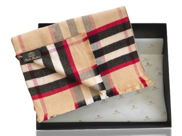 Winterschal unisex aus 100% gebrushter Seide, Seidenschal für Damen und Herren - Schal für Herbst und Winter - Größe 30 x 180 cm - Beige Braun