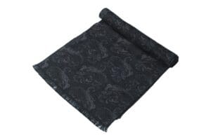 Winterschal unisex aus 100% gebrushter Seide, Seidenschal für Damen und Herren - Schal für Herbst und Winter - Größe 30 x 180 cm - Schwarz Grau Paisley