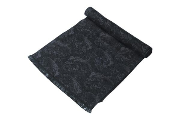 Winterschal unisex aus 100% gebrushter Seide, Seidenschal für Damen und Herren - Schal für Herbst und Winter - Größe 30 x 180 cm - Schwarz Grau Paisley