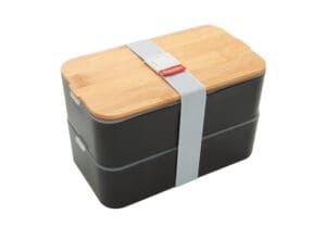 Bento 'Mihara', schwarz, mit Bambusdeckel