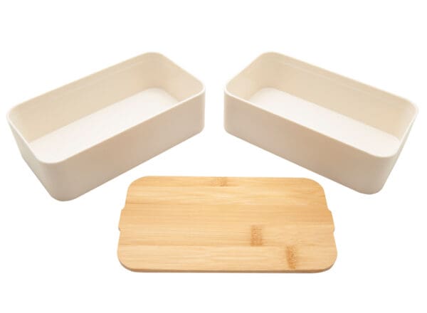 Bento 'Mihara', weiss, mit Bambusdeckel