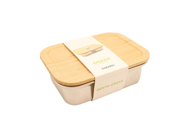 Bento ‘Osaka’, Mikrowellengeeignetes Edelstahl, mit Bambusdeckel