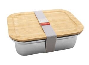 Bento ‘Osaka’, Mikrowellengeeignetes Edelstahl, mit Bambusdeckel