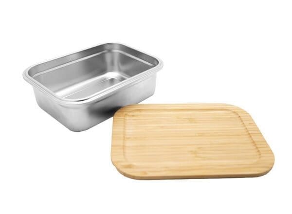 Bento ‘Osaka’, Mikrowellengeeignetes Edelstahl, mit Bambusdeckel