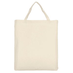 Baumwolltasche - OEKO-TEX® mit Bodenfalte und  zwei kurzen Henkeln, ca. 140 g/m²