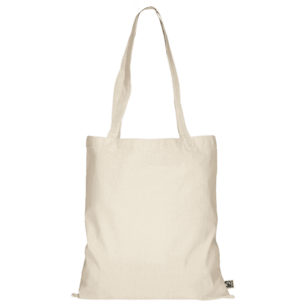 Baumwolltasche aus fairtrade zertifizierte Baumwolle, ca. 38 x 42 cm, 2 lange Henkel, 200 g/m²
