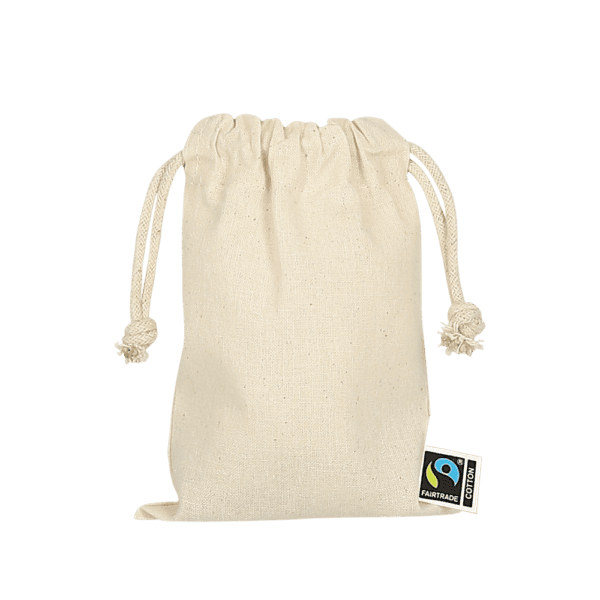 Zuziehbeutel aus Fairtrade-zertifizierter Baumwolle, 10 x 14 cm, ca. 140 g/m²
