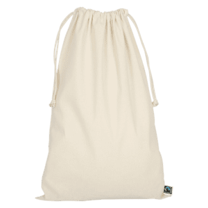 Zuziehbeutel aus Fairtrade-zertifizierter Baumwolle, 30 x 45 cm, ca. 140 g/m²