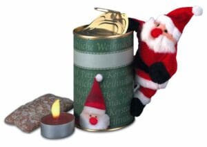 Magnetischer Weihnachtsmann in der Dose, Ø  73x110 mm, 1-4 c Digitaldruck inklusive