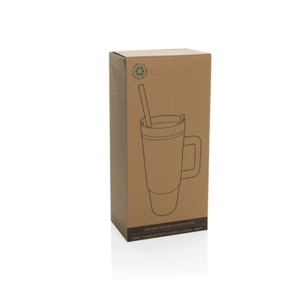 Becher Tana aus RCS recyceltem Kunststoff mit Griff 900ml