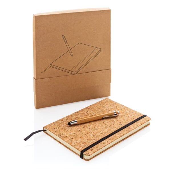 Notizbuch Kork A5 mit Bambus Stift und Stylus