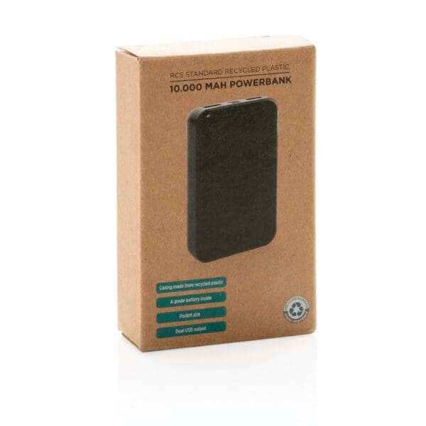 Powerbank 10.000 mAh aus RCS Standard recyceltem Kunststoff