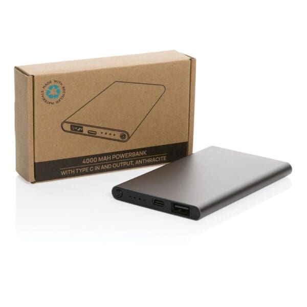 Powerbank 4.000mAh Type-C aus RCS recyeltem ABS & Aluminium