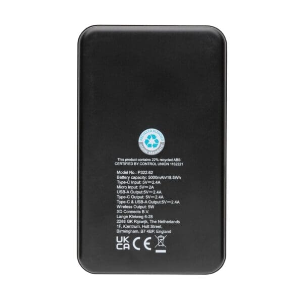 Powerbank 5.000mAh 5W Wireless aus RCS recyceltem Kunststoff