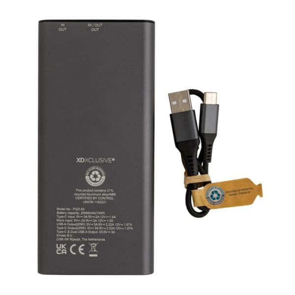 Powerbank Terra 20.000mAh 20W aus RCS recyceltem Aluminium
