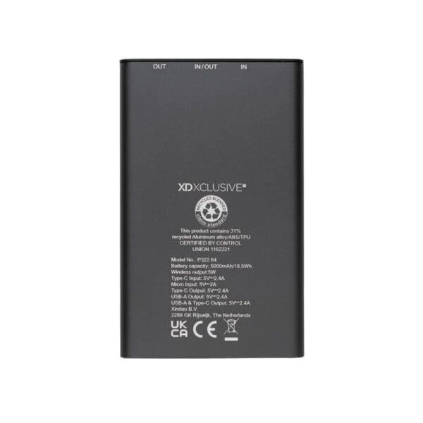 Powerbank Terra 5000mAh  aus RCS Aluminium, 5W Wireless