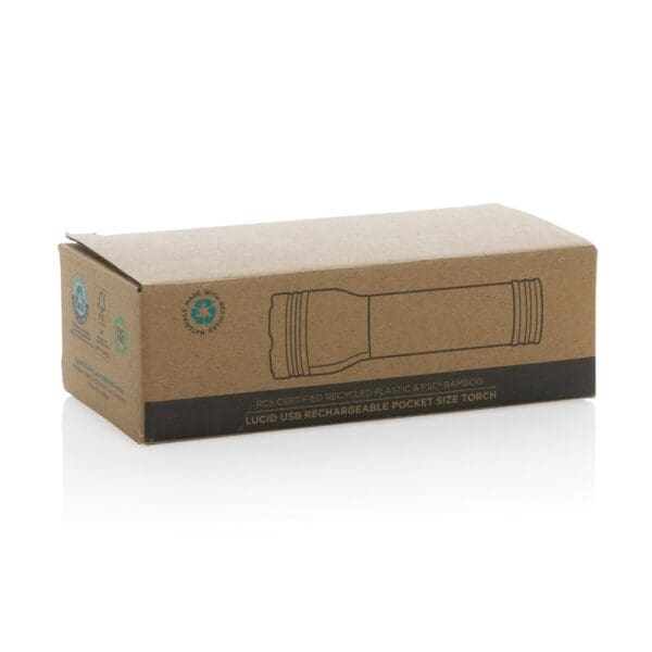 Taschenlampe Lucid 1W aus RCS recycelt. Kunststoff & Bambus
