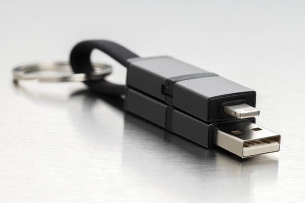 Terra 4-in-1 Schnellladekabel für den Schlüsselbund aus rAlu
